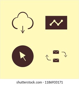 website icon. website vector icons set cursor, response letter, statistics and download