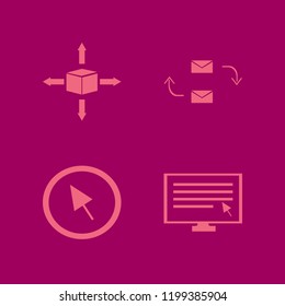 website icon. website vector icons set response letter, cursor, computer cursor and parcel four directions