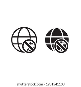 website icon vector offline error, isolated black and white error web icon illustration, website user interface icon is error or offline