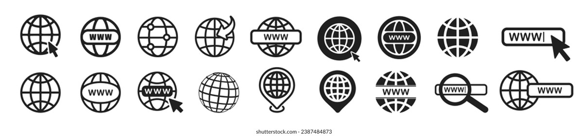 Icono del sitio web. Icono de vector www. icono de sitio web para iconos de contacto