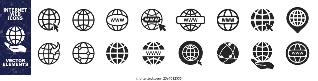 Website Icon. Vector www icon isolated on transparent background. Visit website vectot icon set. Go to our website sign