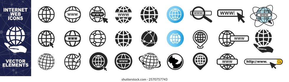 Website Icon. Vector www icon isolated on transparent background. Visit website vectot icon set. Go to our website sign