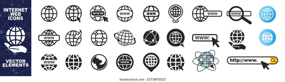 Website Icon. Vector www icon isolated on transparent background. Visit website vectot icon set. Go to our website sign