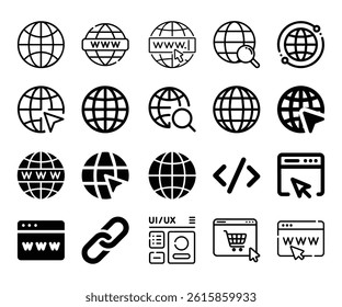 Website icon, web design, development, internet services, or digital platforms. Ideal for UI UX design, mobile apps, websites, presentations, and marketing materials.
