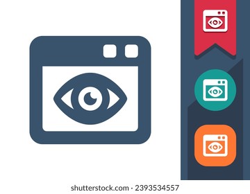 Website Icon. Webpage, Web Page, Web Site, Eye, View. Professional, pixel perfect vector icon.