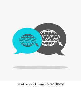 Website icon. www address. Dialog. Speach bubbles