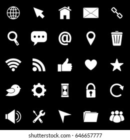 Website icons on black background, stock vector