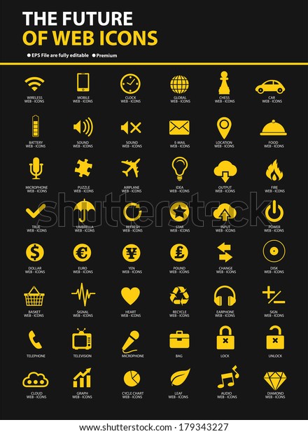 Website icons on black
background,vector