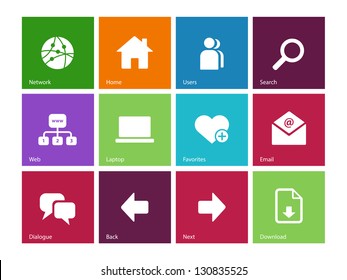 Website Icons On Color Background. Vector Illustration.