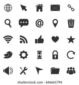 Website icons on white background, stock vector