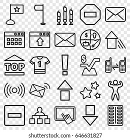 Website icons set. set of 25 website outline icons such as finger on tablet, structure, mathematical square, pill, top of cargo box, connected phone, mail, candle, star
