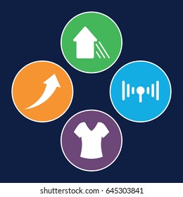 Website icons set. set of 4 website filled icons such as shirt, arrow up