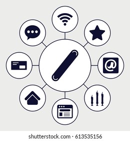 Website icons set. set of 9 website filled icons such as house building, star, browser, bandage, at email, candle, wi-fi, envelop
