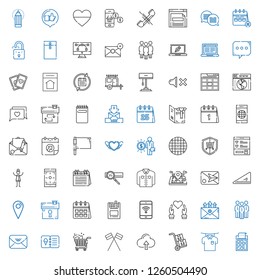 website icons set. Collection of website with calculator, shirt, packs, cloud computing, flags, shopping cart, menu, envelope, group, email. Editable and scalable website icons.