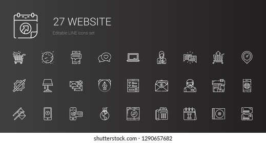 website icons set. Collection of website with calendar, fax, smartphone, global online, flags, woman, salary, wishlist, vector, email, lamp. Editable and scalable website icons.