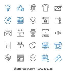 website icons set. Collection of website with flags, calendar, star, layout, placeholder, house, graphic design, heart, home, security, video player. Editable and scalable website icons.