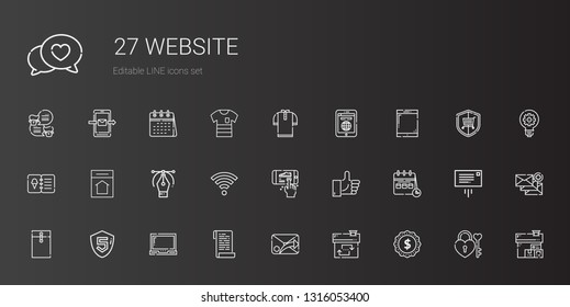 website icons set. Collection of website with label, house, email, paper, laptop, html, envelope, calendar, like, smartphone, wifi, vector. Editable and scalable website icons.