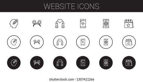 website icons set. Collection of website with pencil, ears, heart, smartphone, calendar. Editable and scalable website icons.