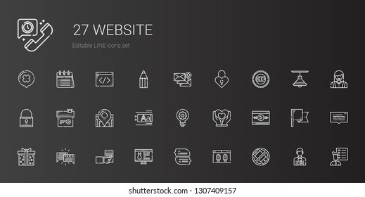 website icons set. Collection of website with silent, browser, chat, radio, supermarket gift, video player, heart, idea, text editor, location. Editable and scalable website icons.
