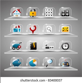 Website Icons set ,internet Transparent Glass Button