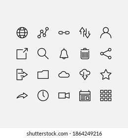 Website icons set in minimalistic style isolated on white background. Vector illustration.