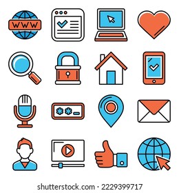 Website Icons Set on White Background. Vector