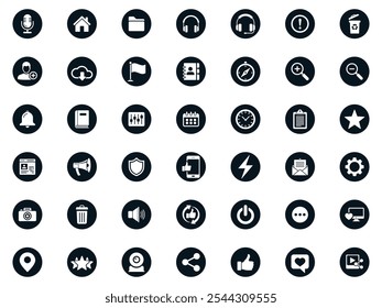 Website Icons Set Vector Illustration. home, profile, settings, media