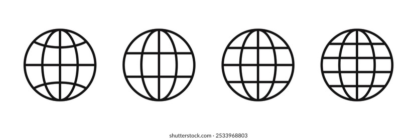 Conjunto de iconos de Sitio web. Web, mundo, tierra, planeta, globo terráqueo para App UI o Diseño web. Ilustración vectorial.
