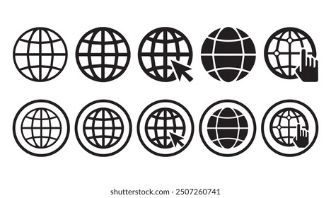 website icons set.Business Set of web icons, click to go to website. Globe with arrow. Vector illustration EPS 10