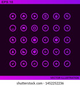 Website icons set.Flat design.Vector illustration.Dark purple background.