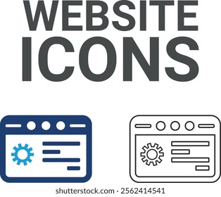 Website icons, solid icon collection for the online community, media, website, blog, content, business marketing, and social network icons.