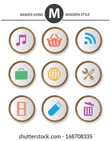 Website icons,wood style,vector