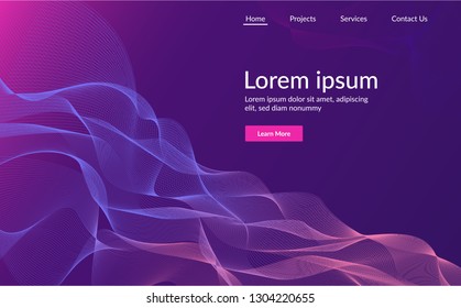 Website illustration concepts. Web page design template. Abstract vector background. Trendy gradient colors. Design elements. Wave of many lines. Vector illustration EPS 10.