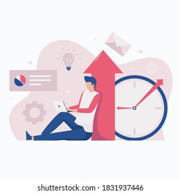 Ilustración del concepto de aumento de la productividad en el sitio web. Ilustración para sitios web, páginas de inicio, aplicaciones móviles, afiches y banners.