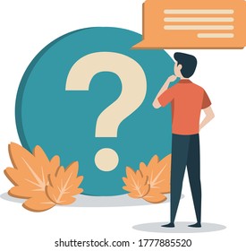 Website  Illustrations: Website FAQ Icon - Man looking for answers for his question about the website