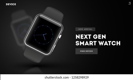 Website image or landing page with smart watch .