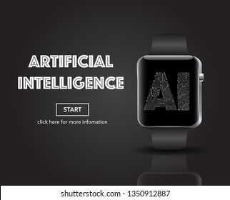 Website image with smart watch on AI concept