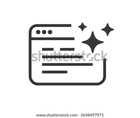 Website improve enhance icon line stroke simple vector graphic illustration, outline thin linear ai web site generation creation tool sign symbol, optimize seo quality, refine ui design image clip art