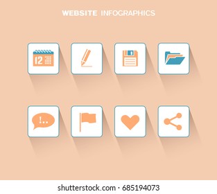 Diseño infográfico de sitios web con iconos planos