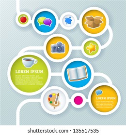 Website infographic sequence template, Vector design frame.