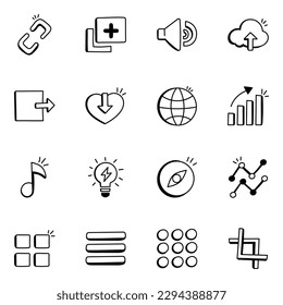 Website Interface Buttons Doodle Icons


