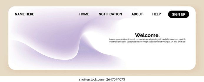A website interface with a soft purple and white gradient wave on the left side.