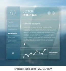 Website Interface Template Design. Transparent User Interface, Ui Buttons. 