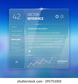 Website interface template design. Transparent user interface, ui buttons. 