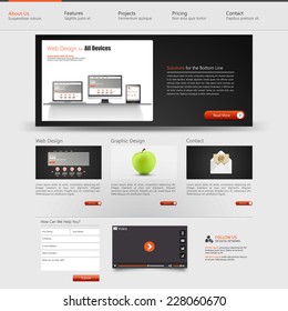 Website interface template design. Vector 