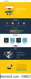 Website interface template- one page. Modern flat style. Vector