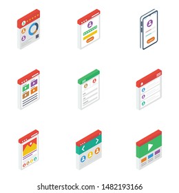 Website Interference Isometric Icons Pack 