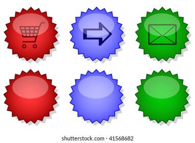 Website internet button set.  All objects and details are isolated. Colors, white background color and icon are easy to adjust/customize.