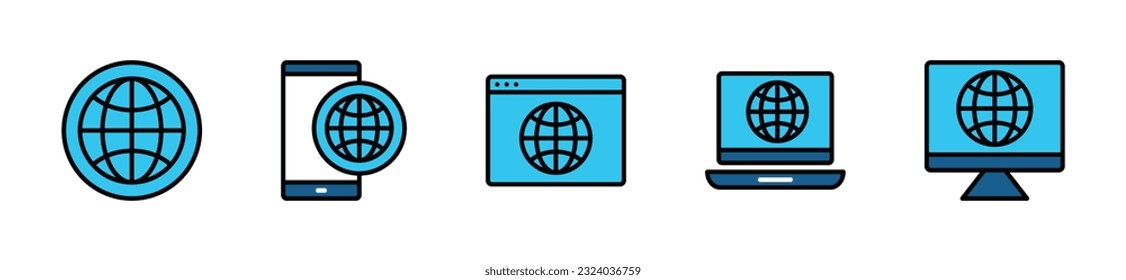 Website, internet in color icon. Web icon symbol on electronic and devices with editable stroke for apps and websites. Vector illustration EPS 10