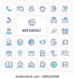 Website and internet contact  - thin line website, application & presentation icon. simple and minimal vector icon and illustration collection.